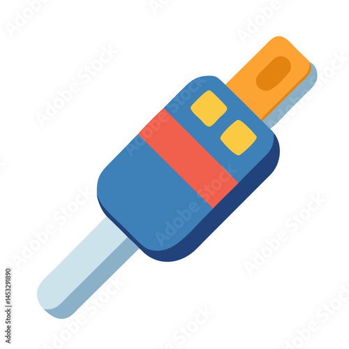 Colorful Car Key Fob Icon Vector - Vibrant, modern vehicle key fob design, perfect for automotive, technology, and security-themed illustrations