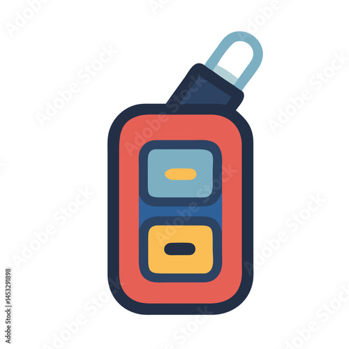 Colorful Car Key Remote Icon Vector - Vibrant and modern car key fob design with buttons, perfect for automotive and technology-themed illustrations