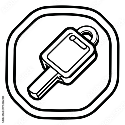 Car Key Fob Outline Vector - Simple and clean outline design of a car key fob, perfect for automotive, technology, and security-themed illustrations