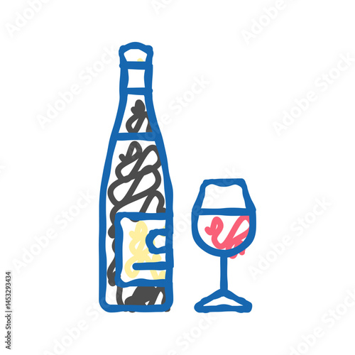 zinfandel red wine icon doodle illustration