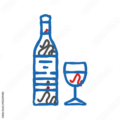 malbec red wine icon doodle illustration