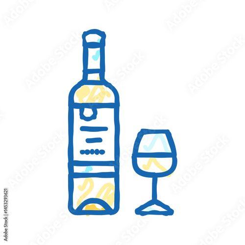 pinot grigio white wine icon doodle illustration