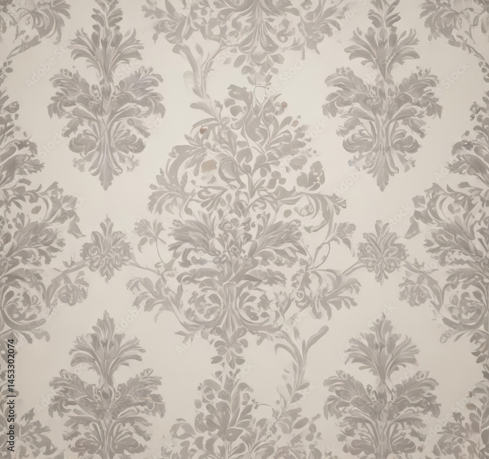 Subtle damask, silver grey on cream, repeating floral motif, luxurious feel , cream, classic Subtle damask, silver grey on cream, repeating floral motif, luxurious feel , cream, classic