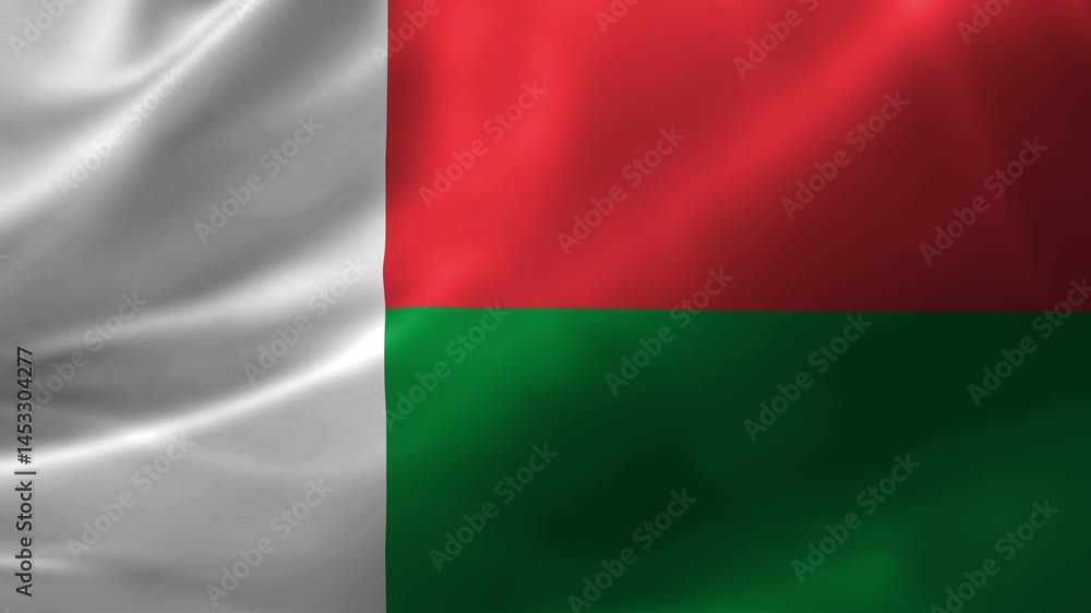 Madagascar Flag Swaying in the Wind Madagascar Flag Swaying in the Wind