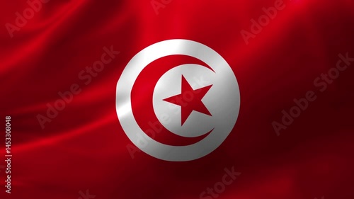 Tunisia Flag Waving in the Wind