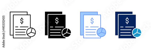 Financial Report Icon Set Multiple Style Collection