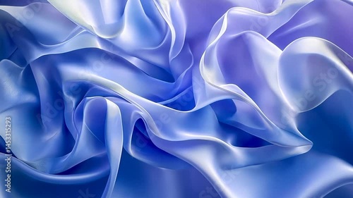 Blue silk fabric, draped, abstract background, textile design
