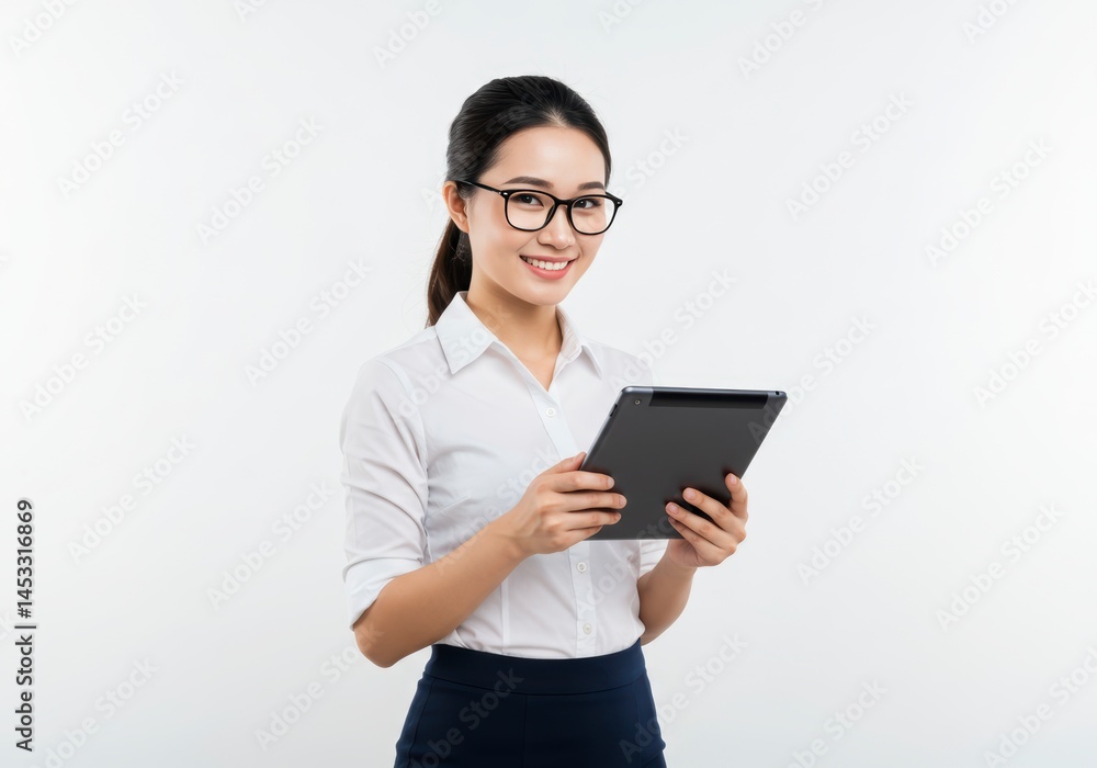 Confident Businesswoman Using Tablet Modern Office Technology Confident Businesswoman Using Tablet Modern Office Technology
