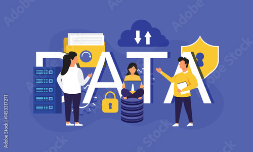 Data word typography concepts banner with icon