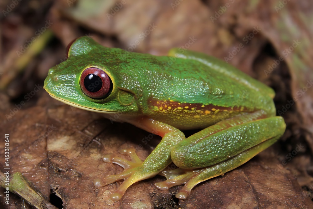 Obraz premium Red eyed frog costa rica stream view 