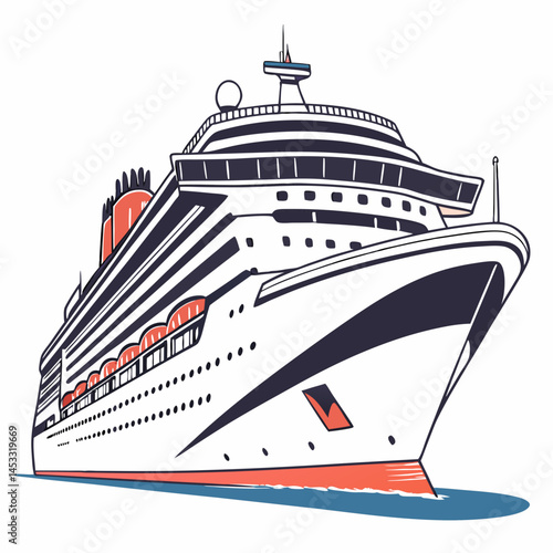 Wallpaper Mural Cruise Ship Vector Illustration Ocean Liner Maritime Transport Concept Travel Vacation Torontodigital.ca