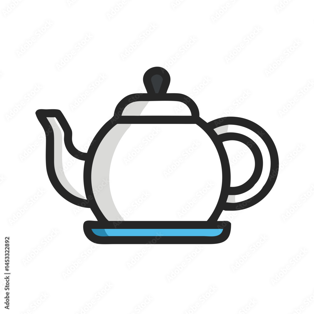 Obraz premium Minimalist Black Tea Pot Vector Isolated On Black Background Illustration