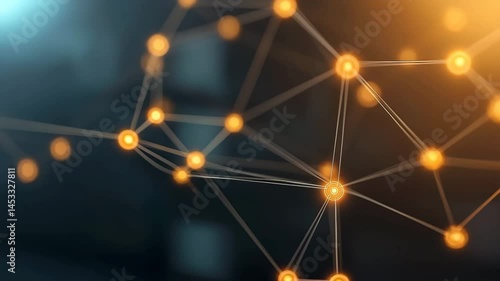 Network Connectivity: An abstract, close-up depiction of a network of interconnected nodes with luminous, golden spheres and lines, hinting at the interconnectedness of data and systems.