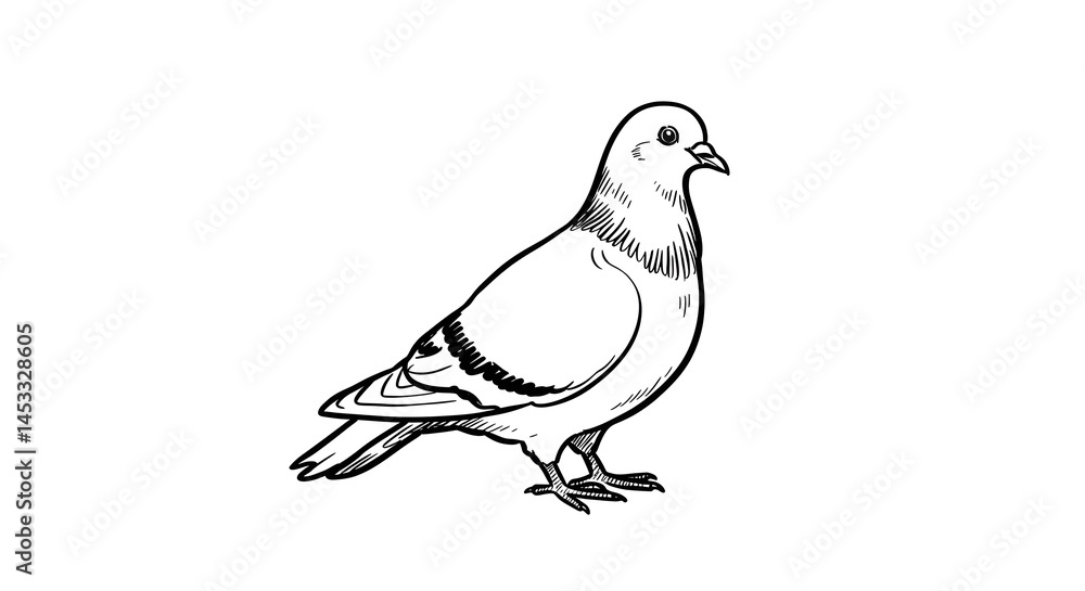 Obraz premium Pigeon Sketch Illustration