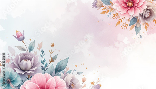 watercolor background with flowers