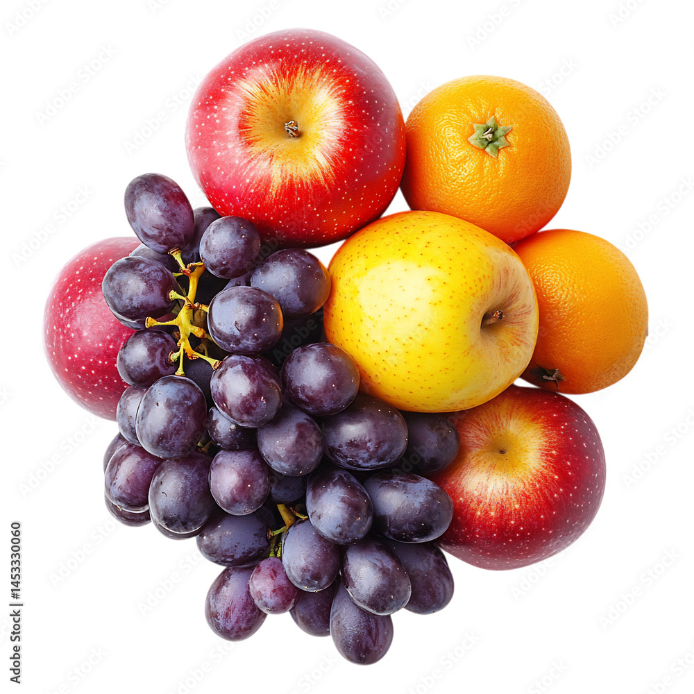 Elegant Orchard Burst Refined Mix of Apple Grape and Citrus Fruits Isolated on Transparent Background Elegant Orchard Burst Refined Mix of Apple Grape and Citrus Fruits Isolated on Transparent Background