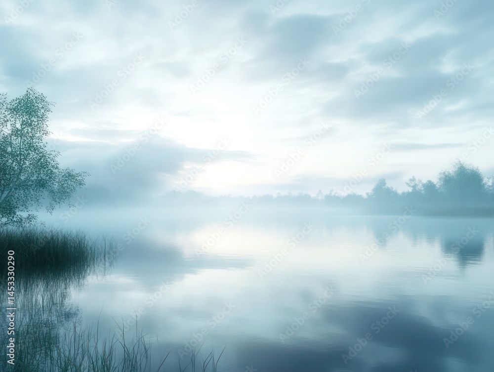 Fototapeta premium Misty lake dawn
