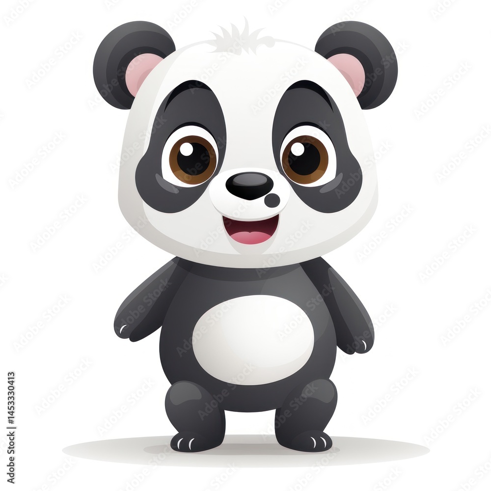Fototapeta premium Cute Cartoon Panda Character with Friendly Expression, Perfect for Children’s Design and Educational Materials