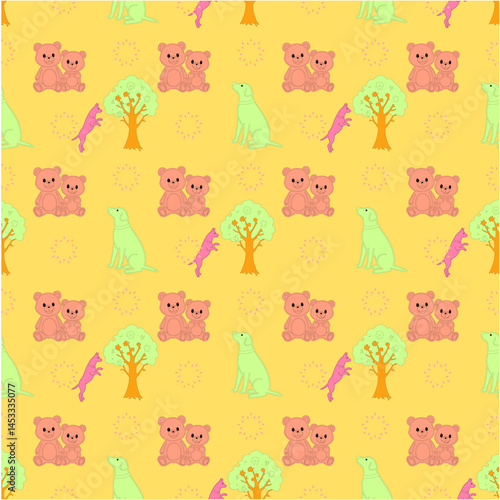 The wallpaper is cute and bright and bright, like a child with a positive mood. It is a wallpaper decorated inside the pillowcase, sheets, and original vector gift wrapping paper.