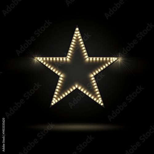 Golden Illuminated Star on Dark Background with Sparkles