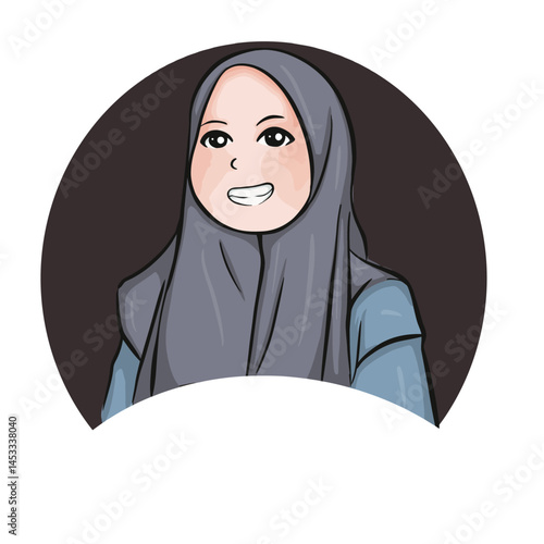Woman in Grey Hijab and Denim Jacket