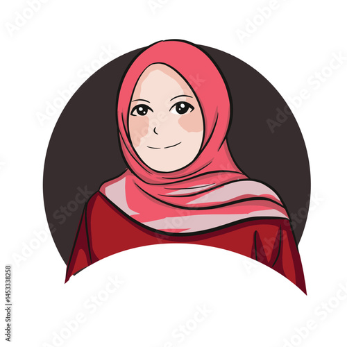 Serious Woman in Red Hijab