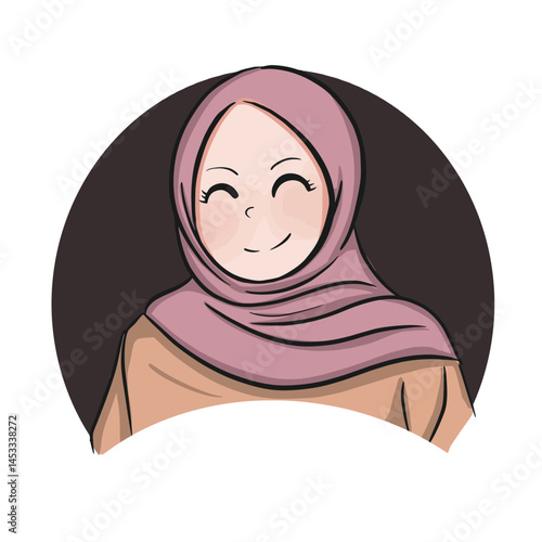 Smiling Woman in Pink and Brown Hijab