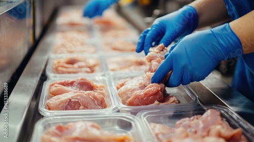 Packing Chicken Breast in a Food Production Line