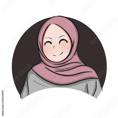 Smiling Woman in Grey Hijab