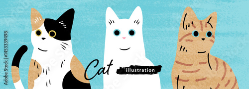 水彩タッチの猫のイラスト
