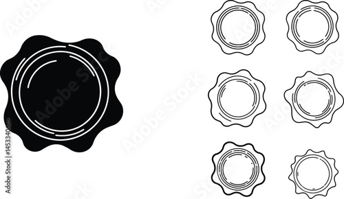 Seal illustrations in various playful poses and expressions black and white vector art 