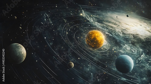 Solar System with Dwarf Planets: The solar system including dwarf planets like Pluto and Eris, with their distant orbits captured in the scene. 
