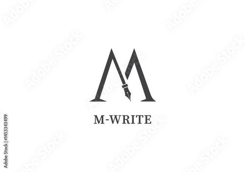 minimal writer logo pen letter monogram literary brand design identity