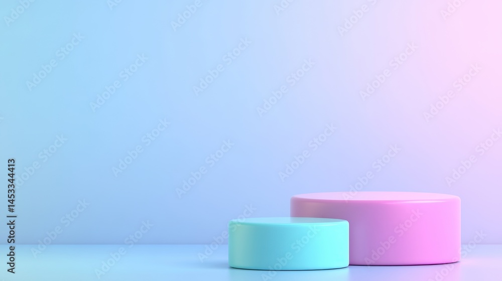 Minimalist pastel cylinders in a soft gradient background for modern design projects. Minimalist pastel cylinders in a soft gradient background for modern design projects.