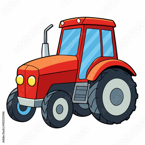 red tractor isolated on white