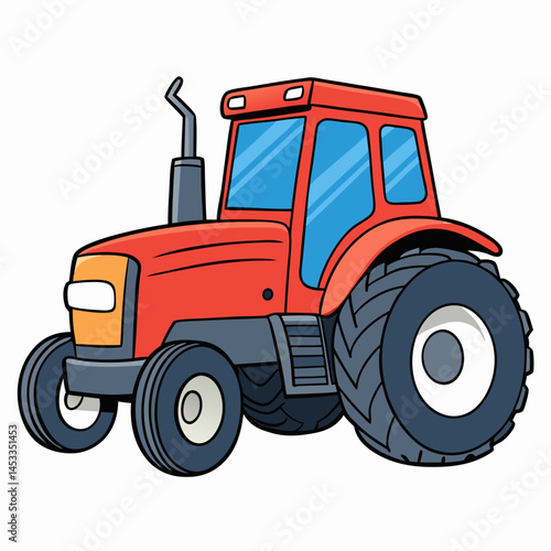 red tractor isolated on white