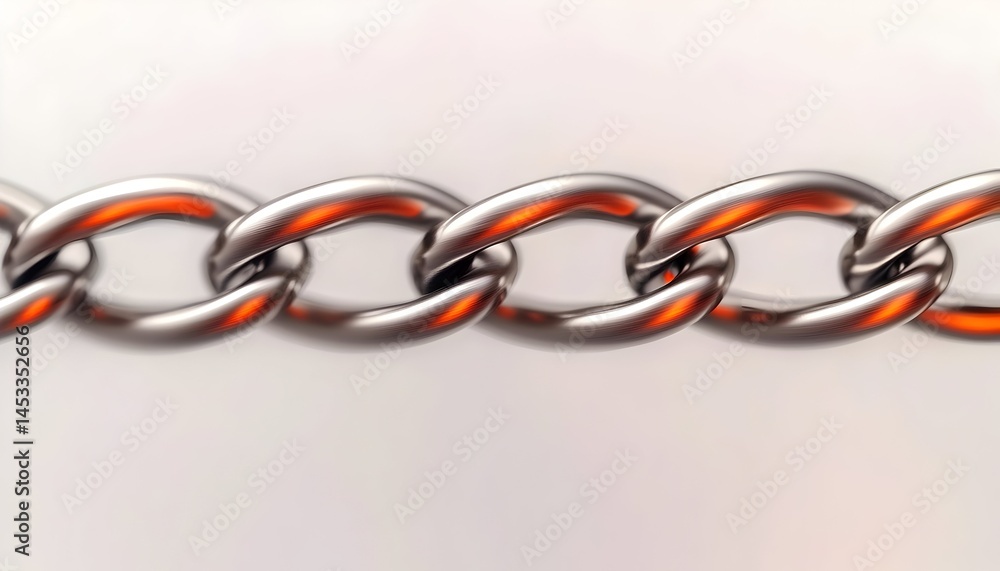 Obraz premium Close-up of a shiny silver chain against a white background