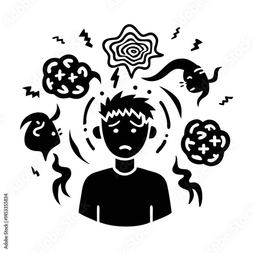 Anxious Man Feeling Worried and Uneasy Illustration