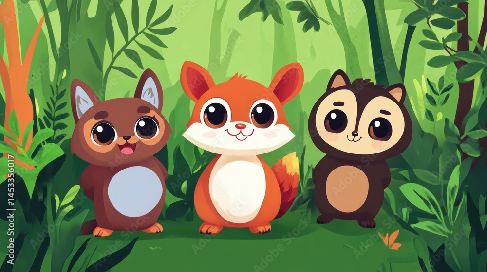 Obraz premium Cute forest animals (28)