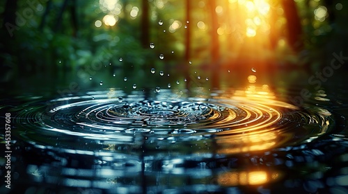 Wallpaper Mural Raindrops creating ripples in a puddle HD 8K wallpaper Photographic Image Torontodigital.ca