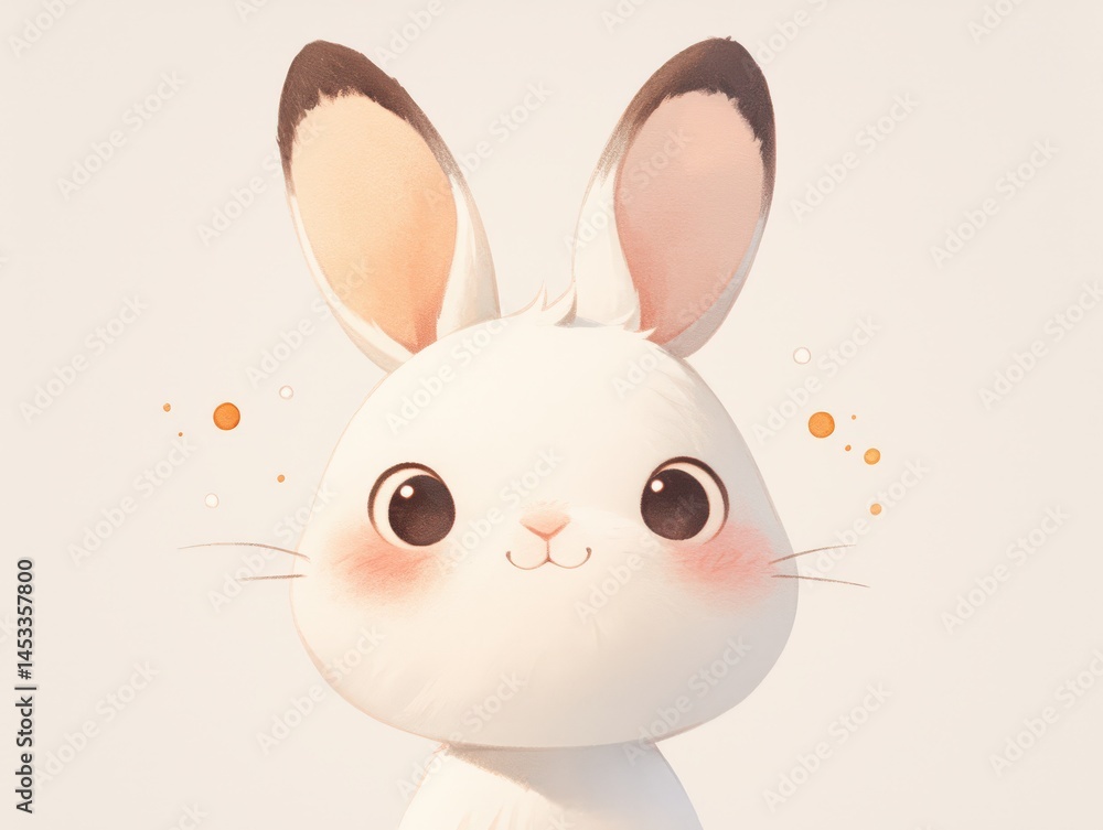 Fototapeta premium Charming, stylized rabbit with long ears and a sweet, smiling expression