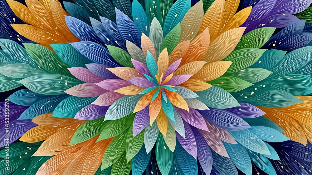 custom made wallpaper toronto digitalVibrant Multicolored Floral Design Abstract Psychedelic Flower Petals Artistic Rainbow Mandala