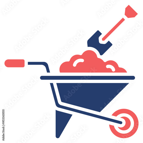 Wheelbarrow lineal color icon
