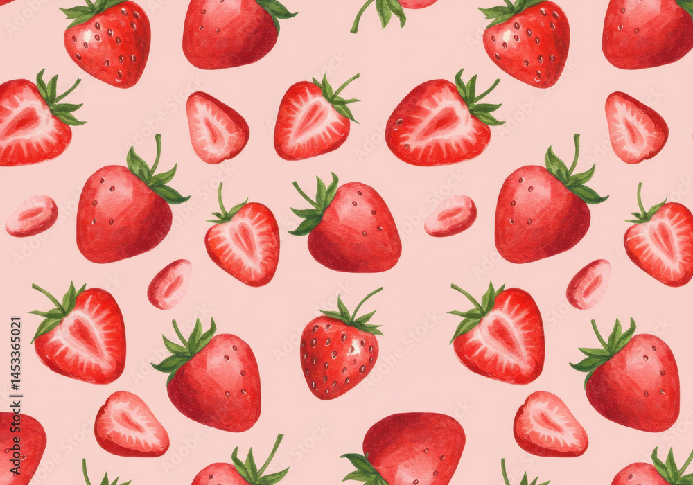 Strawberry pattern on pink background. Strawberry pattern on pink background.