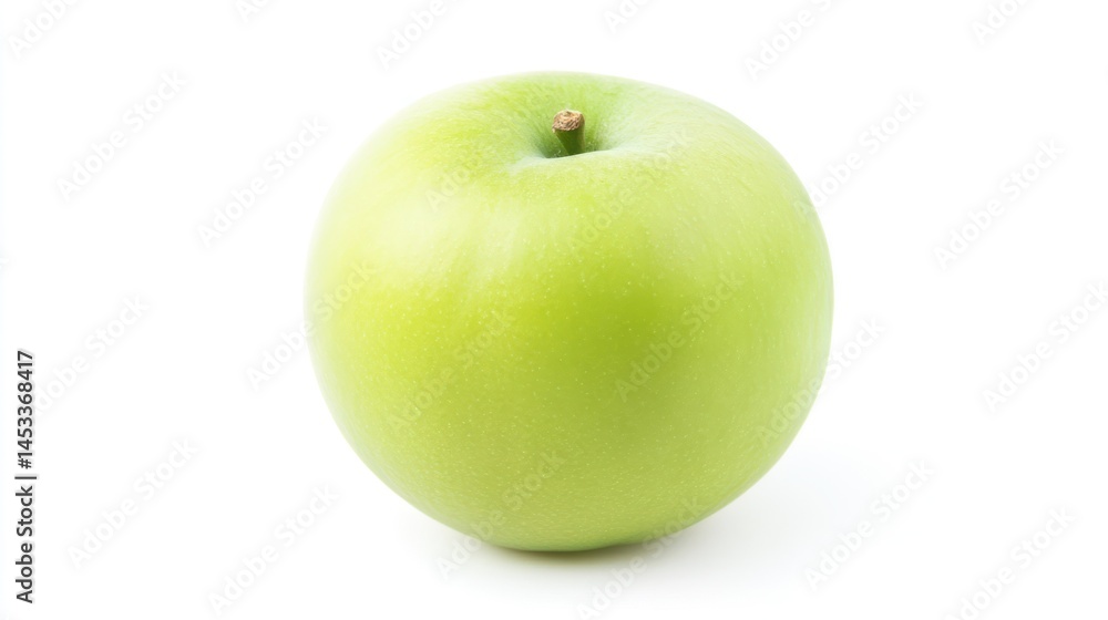 Bright studio shot of a ripe green apple on a white backdrop. Bright studio shot of a ripe green apple on a white backdrop.