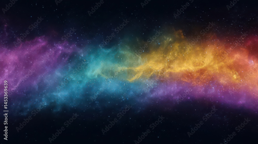 Fototapeta premium Rainbow Nebula Across Galaxy, Vibrant Space Colors and Gradient