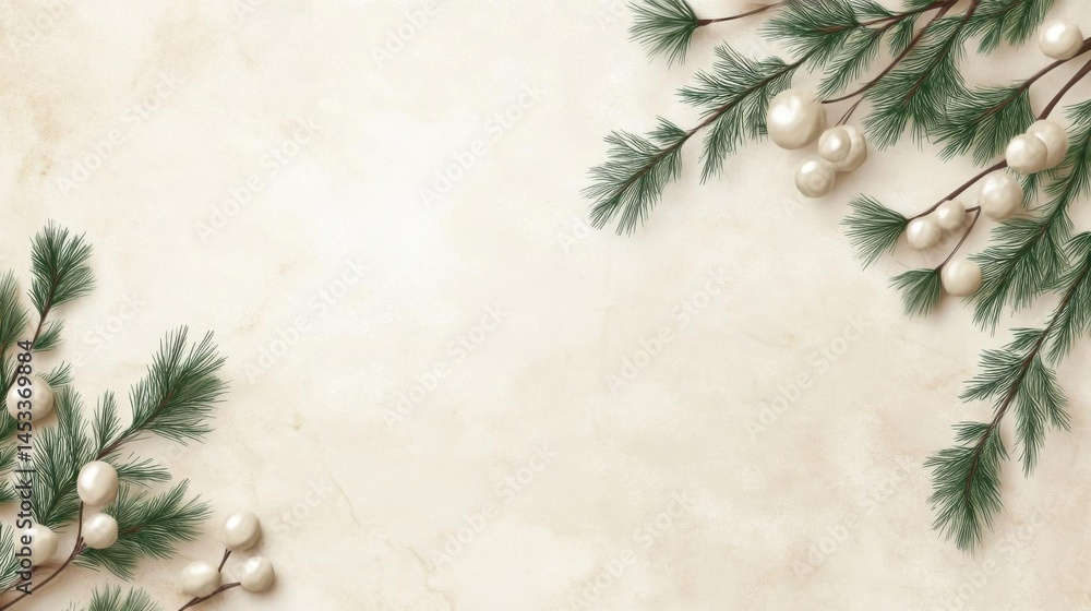 Pine And Berries Arrange on Background with Winter Season Concept Pine And Berries Arrange on Background with Winter Season Concept