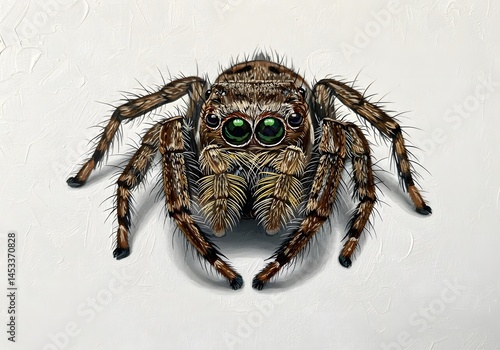 Wallpaper Mural Detailed Jumping Spider Art Green Eyes Brown Furry Legs Arachnid Insect Closeup Torontodigital.ca