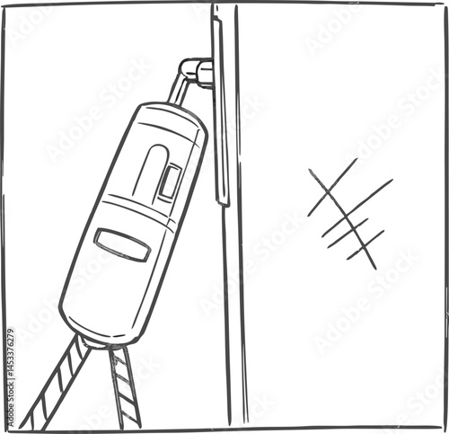 Installing a Door Closer:  Simple Line Drawing Illustration