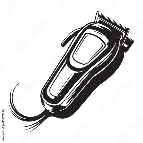Electrical hair clipper or shaver Vector Black silhouettes. with white background